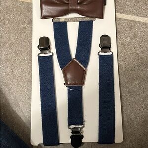 Infant and Toddler Blue and Brown Suspenders Set